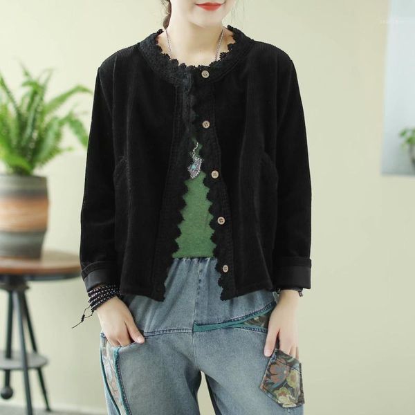 women's jackets autumn spring 2021 retro loose literary long sleeved corduroy jacket black embroidery all-match casual short, Black;brown
women's jackets autumn spring 2021 retro loose literary long sleeved corduroy jacket black embroidery all-match casual short, Black;brown