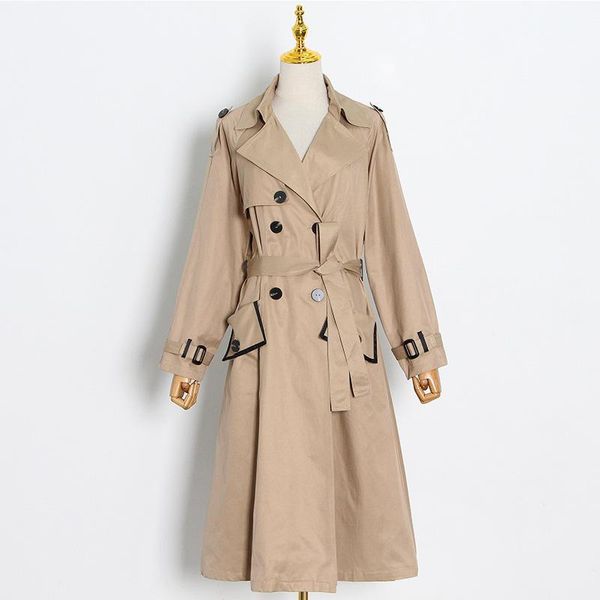 street fall winter designer trench women's double breasted buttons belt coat coats, Tan;black
street fall winter designer trench women's double breasted buttons belt coat coats, Tan;black