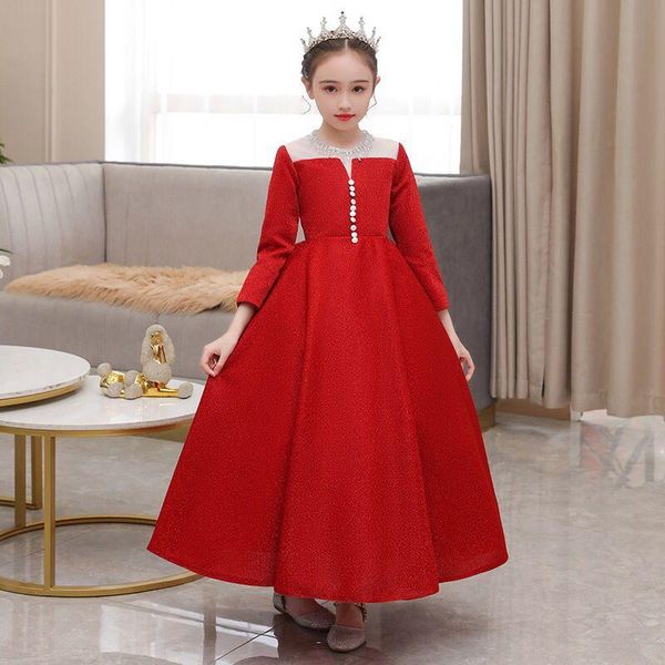 girl's dresses flower girl illusion crystal button sequined three quarter princess floor-length jersey luxury red kids party gown h402, Red;yellow
girl's dresses flower girl illusion crystal button sequined three quarter princess floor-length jersey luxury red kids party gown h402, Red;yellow