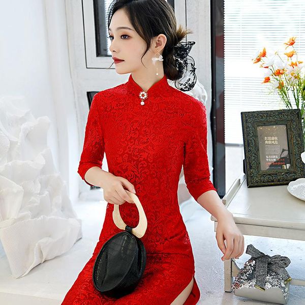 ethnic clothing elegant rde women cheongsam exquisite mandarin collar qipao vestidos noble slim oriental evening party ladies robe gown, Red
ethnic clothing elegant rde women cheongsam exquisite mandarin collar qipao vestidos noble slim oriental evening party ladies robe gown, Red