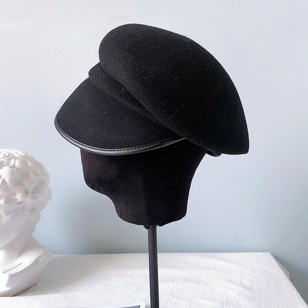 stingy brim hats winter japanese wool peaked hat female niche asymmetric military solid color felt fashion irregular top, Blue;gray
stingy brim hats winter japanese wool peaked hat female niche asymmetric military solid color felt fashion irregular top, Blue;gray