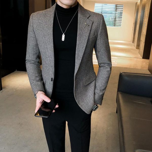men's suits & blazers 2021 autumn and winter pure color casual small suit korean style slim trend jacket spring tide, White;black
men's suits & blazers 2021 autumn and winter pure color casual small suit korean style slim trend jacket spring tide, White;black