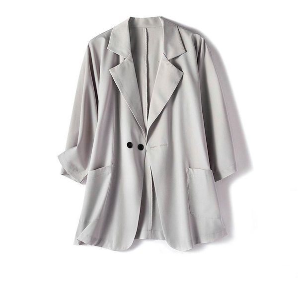 women's suits & blazers 2021 summer casual solid color female oversize fashion ice silk ladies coats, White;black
women's suits & blazers 2021 summer casual solid color female oversize fashion ice silk ladies coats, White;black