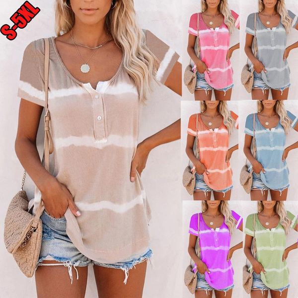 women's t-shirt tie-dye stripe print elegant generous button v-neck loose short-sleeved harajuku clothes ladies pullover t-shirts, White
women's t-shirt tie-dye stripe print elegant generous button v-neck loose short-sleeved harajuku clothes ladies pullover t-shirts, White