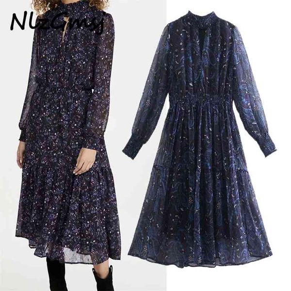 dres print pleated midi vintage long sleeve female chiffon es vestidos mujer 210628, Black;gray
dres print pleated midi vintage long sleeve female chiffon es vestidos mujer 210628, Black;gray