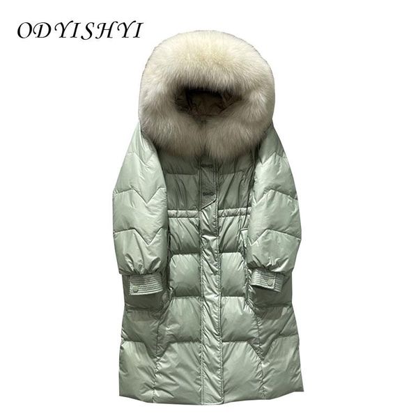 women's down & parkas thick winter fashion jacket long slim hooded knee-length overcoat real big fur collar white duck feather coat fem, Black
women's down & parkas thick winter fashion jacket long slim hooded knee-length overcoat real big fur collar white duck feather coat fem, Black
