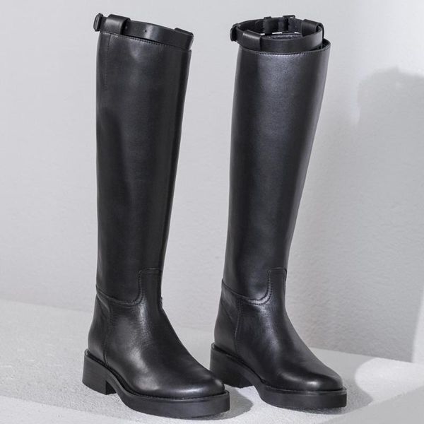 boots round toe riding equestrian zipper buckle straps concise designer thigh shoes for women, Black
boots round toe riding equestrian zipper buckle straps concise designer thigh shoes for women, Black