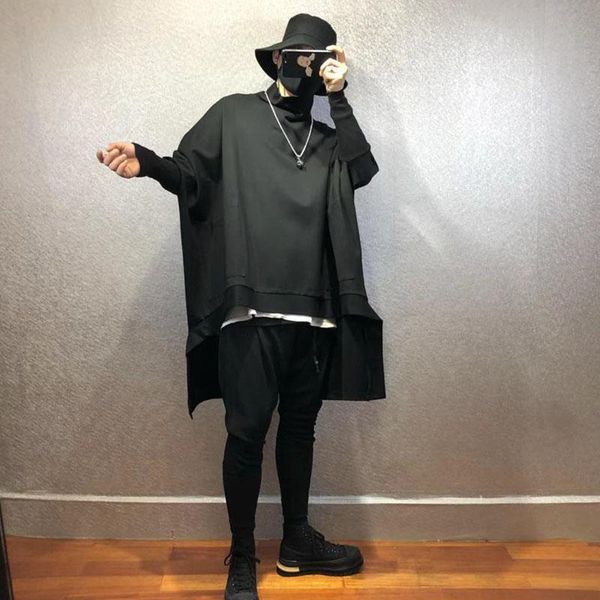 men's t-shirts autumn/winter asymmetric short front and long back design classic simple loose high collar large size t-shirt, White;black
men's t-shirts autumn/winter asymmetric short front and long back design classic simple loose high collar large size t-shirt, White;black