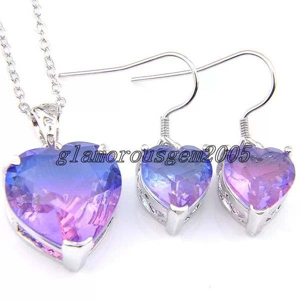 luckyshine wedding jewelry sets unique bi colored tourmaline heart crystal zircon silver chain earring pendants necklace earring set
luckyshine wedding jewelry sets unique bi colored tourmaline heart crystal zircon silver chain earring pendants necklace earring set