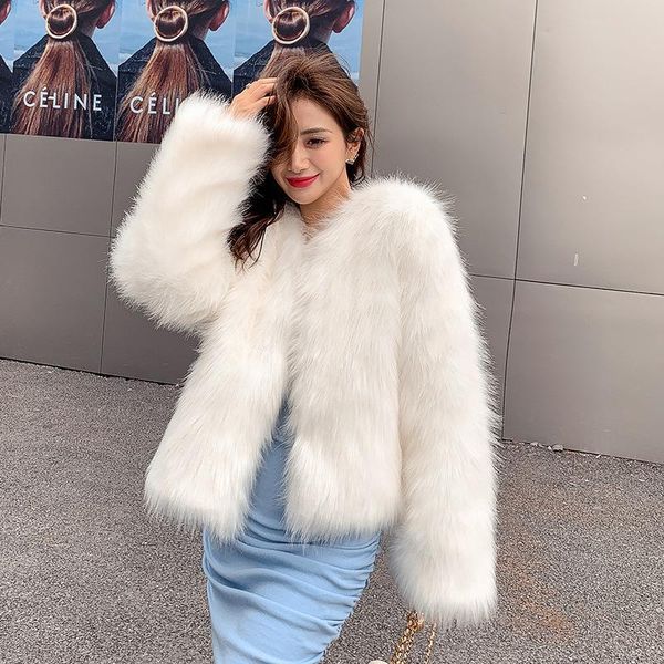 women's fur & faux spring autumn women thicken fleece coat female loose plush jacket ladies solid color warm outerwear overcoat a95, Black
women's fur & faux spring autumn women thicken fleece coat female loose plush jacket ladies solid color warm outerwear overcoat a95, Black