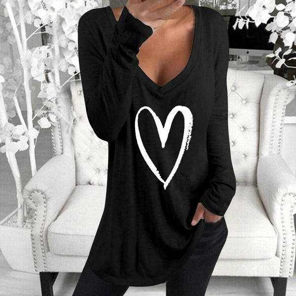 long sleeve love heart print cotton t shirt women v-neck loose pullovers casual streetwear lady tee clothes 2021 spring women's t-shir, White
long sleeve love heart print cotton t shirt women v-neck loose pullovers casual streetwear lady tee clothes 2021 spring women's t-shir, White