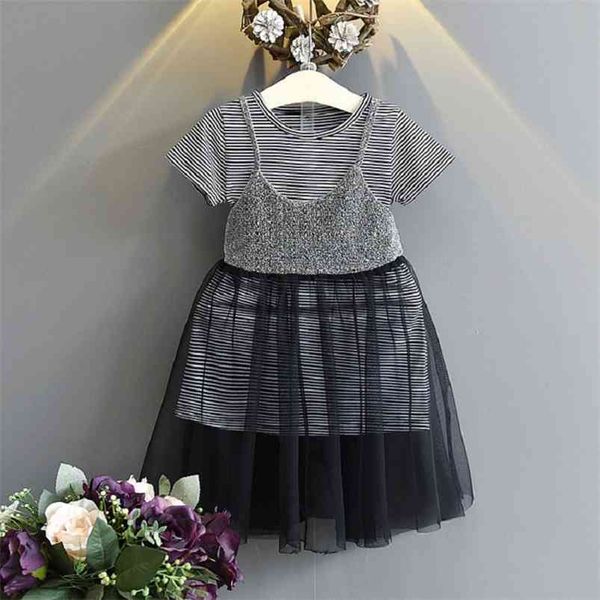 arrivals summer children sets short sleeve striped t-shirt strap mesh dresses cute 2pcs girls clothes 2-7t 210629, White
arrivals summer children sets short sleeve striped t-shirt strap mesh dresses cute 2pcs girls clothes 2-7t 210629, White