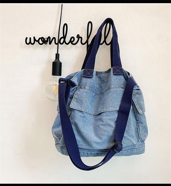 women shoulder bags denim handbags tote casual travel for girls drop cross body
