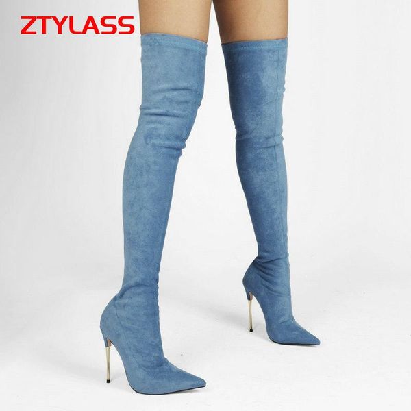 boots autumn winter women shoes metal stiletto stretch over the knee suede slip on thigh pointed toe lady, Black
boots autumn winter women shoes metal stiletto stretch over the knee suede slip on thigh pointed toe lady, Black