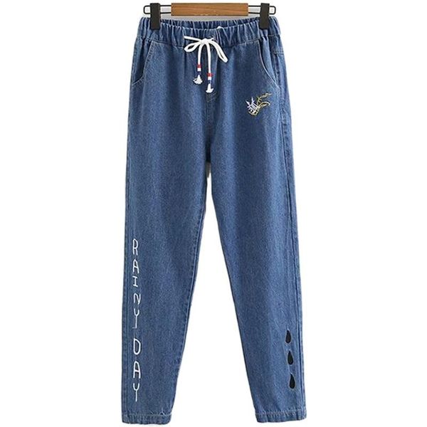 women's pants & capris women embroidery jeans streetwear pockets denim harem 2021 autumn hight waist full-length for female blue trouse, Black;white
women's pants & capris women embroidery jeans streetwear pockets denim harem 2021 autumn hight waist full-length for female blue trouse, Black;white