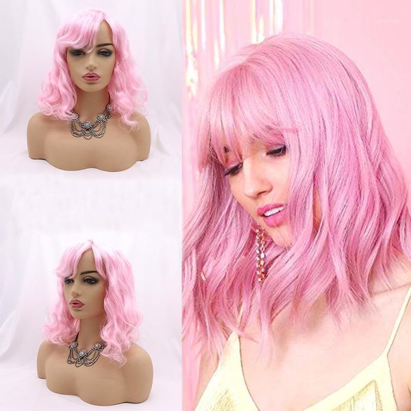 pink curly short synthetic lace front wig with bangs black blue purple bob color cosplay glueless lolita frantal wigs1
pink curly short synthetic lace front wig with bangs black blue purple bob color cosplay glueless lolita frantal wigs1