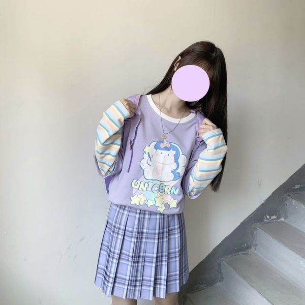 women's t-shirt qweek kawaii tshirt fashion cartoon print t shirt long sleeve plus size cute rainbow stripe casual graphic tees qjty, White
women's t-shirt qweek kawaii tshirt fashion cartoon print t shirt long sleeve plus size cute rainbow stripe casual graphic tees qjty, White