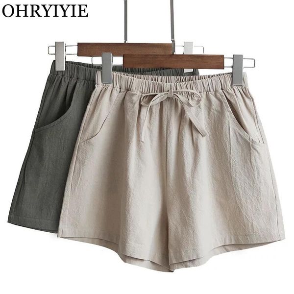 women's shorts ohryiyie women summer casual solid color cotton linen womens beige loose korean style elastic short pants female, White;black
women's shorts ohryiyie women summer casual solid color cotton linen womens beige loose korean style elastic short pants female, White;black