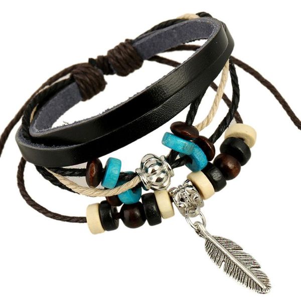 charm bracelets sweet style multi-layer beaded fashion wild leaf pendant leather wristband male female hand accessories jewelry, Golden;silver
charm bracelets sweet style multi-layer beaded fashion wild leaf pendant leather wristband male female hand accessories jewelry, Golden;silver