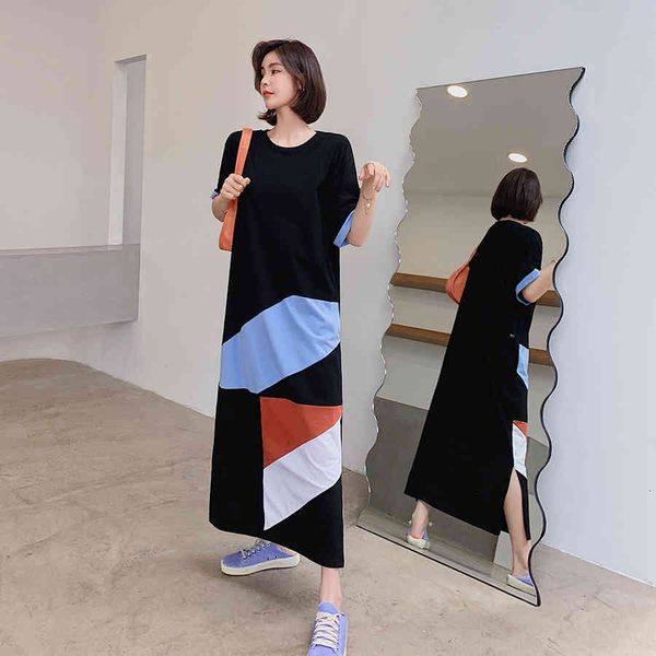 women's manga short sundress geometric block maxi sewing color dress 2021 summer loose t-shirt cotton dresses, Black;gray
women's manga short sundress geometric block maxi sewing color dress 2021 summer loose t-shirt cotton dresses, Black;gray