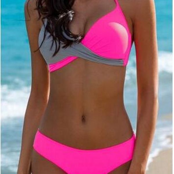 2021 new swimsuit hard pack split bikini color matching, White;black 
2021 new swimsuit hard pack split bikini color matching, White;black