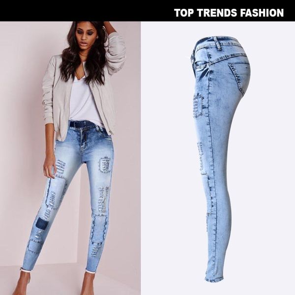 new autumn fashion patch denim hole pants slim women long trousers ankle-length female pencil jeans, Blue
new autumn fashion patch denim hole pants slim women long trousers ankle-length female pencil jeans, Blue