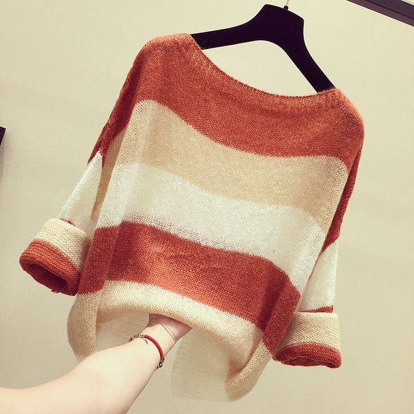women's sweaters round neck long-sleeved striped knitted women thin simple commuting loose lazy pullover female spring summer agsc, White;black
women's sweaters round neck long-sleeved striped knitted women thin simple commuting loose lazy pullover female spring summer agsc, White;black