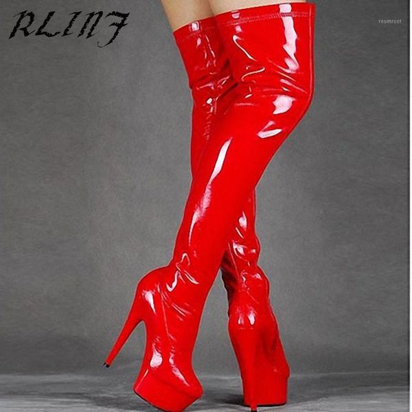 boots 2021 fashion red with high 15cm imported patent leather knee1, Black 
boots 2021 fashion red with high 15cm imported patent leather knee1, Black