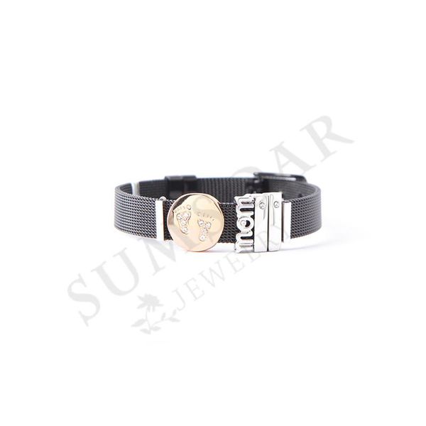 tennis somsoar jewelry born babyfeet love mom mesh bracelet stainless steel bangle set with diy charms as mother's day gift, Golden;silver
tennis somsoar jewelry born babyfeet love mom mesh bracelet stainless steel bangle set with diy charms as mother's day gift, Golden;silver