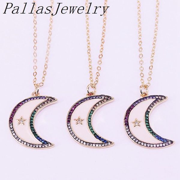 pendant necklaces 10pcs fashion rainbow cz pave enamel crescent moon with star necklace for women girls jewelry, Silver
pendant necklaces 10pcs fashion rainbow cz pave enamel crescent moon with star necklace for women girls jewelry, Silver