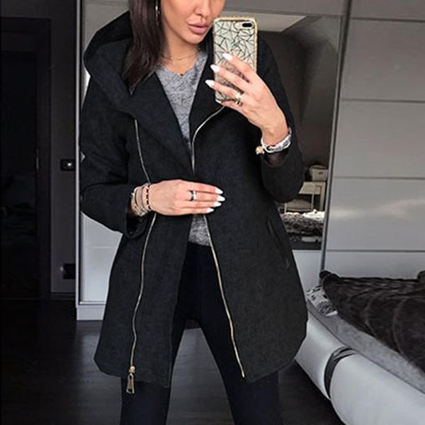 women's jackets fashion women fall winter warm leisure side zipper solid colors long sleeve loose coat hooded outwear chaquetas mujer#g, Black;brown
women's jackets fashion women fall winter warm leisure side zipper solid colors long sleeve loose coat hooded outwear chaquetas mujer#g, Black;brown