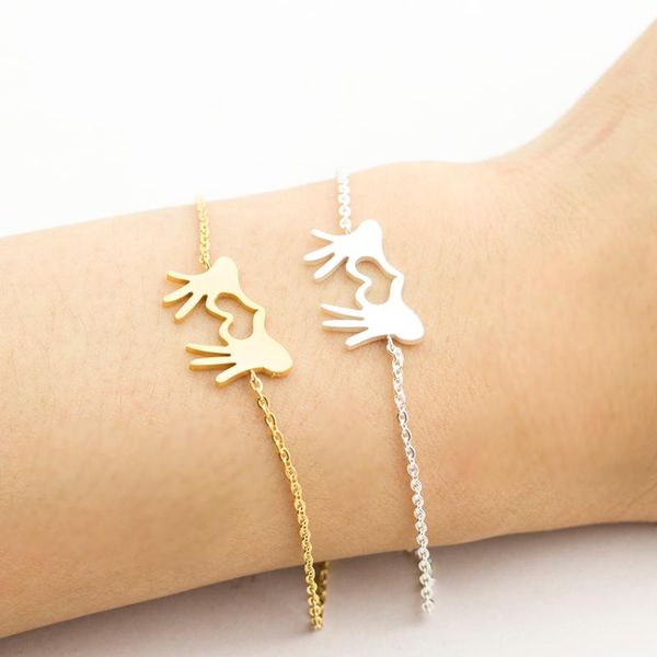 link, chain fashion stainless steel jewelry wholesale hand heart bracelet, delicate simple gold color women gift for her, Black
link, chain fashion stainless steel jewelry wholesale hand heart bracelet, delicate simple gold color women gift for her, Black
