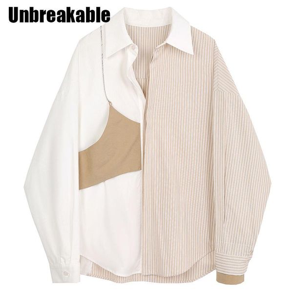 women khaki striped split big size blouse lapel long sleeve loose fit shirt fashion tide spring autumn 2021 women's blouses & shirts, White
women khaki striped split big size blouse lapel long sleeve loose fit shirt fashion tide spring autumn 2021 women's blouses & shirts, White