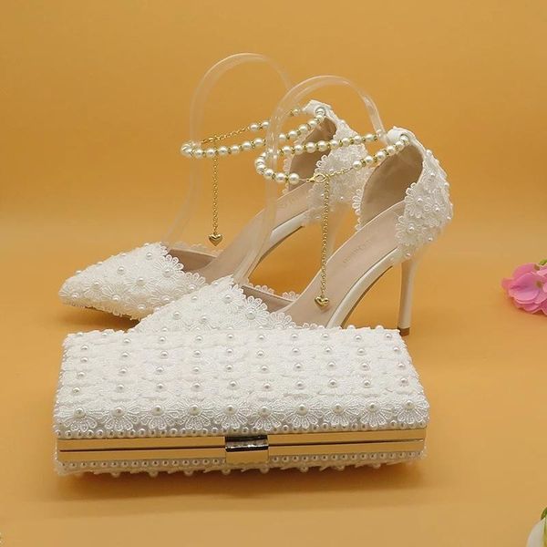 white lace flower bride wedding shoes pointed toe sandals ankle strap thin heel ladies party dress and bag, Black
white lace flower bride wedding shoes pointed toe sandals ankle strap thin heel ladies party dress and bag, Black