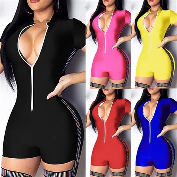 women's jumpsuits & rompers splice zipper women short sleeve v-neck pants fashion summer tight fluorescent slim overalls trac, Black;white
women's jumpsuits & rompers splice zipper women short sleeve v-neck pants fashion summer tight fluorescent slim overalls trac, Black;white