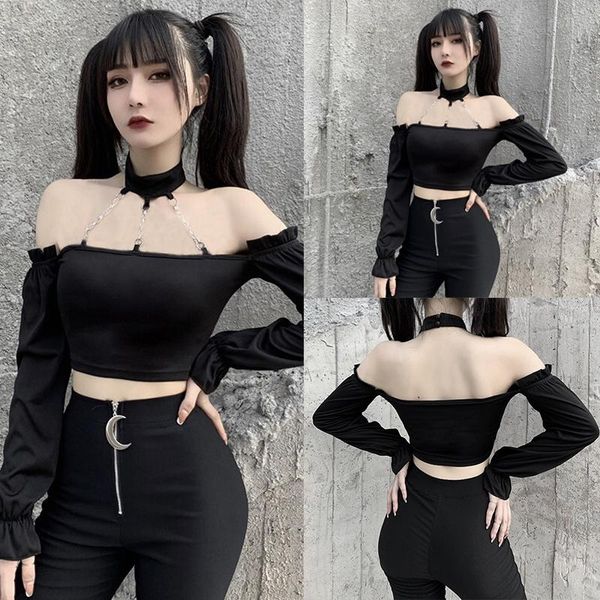 harajuku streetwear bodycon off shoulder long sleeve gothic black crop punk chain metal patchwork women's t-shirt, White
harajuku streetwear bodycon off shoulder long sleeve gothic black crop punk chain metal patchwork women's t-shirt, White