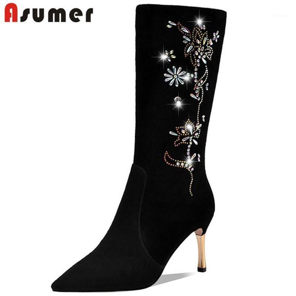 boots asumer 2021 est autumn winter mid calf women suede leather crystal elegant party wedding shoes woman high heel1, Black
boots asumer 2021 est autumn winter mid calf women suede leather crystal elegant party wedding shoes woman high heel1, Black