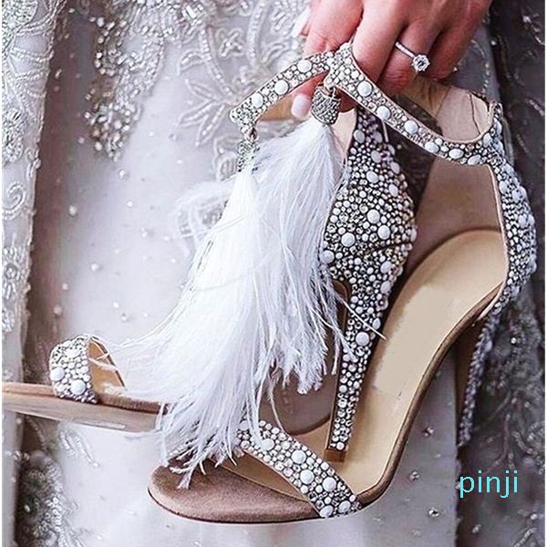 fashion runway fluffy feather fringe sandals women rhinestone pearls studded high heels summer bridal wedding shoes woman open toe, Black
fashion runway fluffy feather fringe sandals women rhinestone pearls studded high heels summer bridal wedding shoes woman open toe, Black