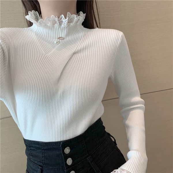 women's t-shirt autumn winter turtleneck sweater women lace patchwork cross beaded knitting sweaters and pullovers casual jumper, White
women's t-shirt autumn winter turtleneck sweater women lace patchwork cross beaded knitting sweaters and pullovers casual jumper, White