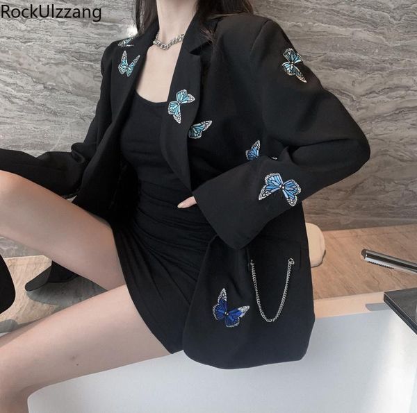 blazer lapel dark black loose single breasted button outfit embroidery butterfly chain pocket coat korean luxury fashion ladies women's, White;black
blazer lapel dark black loose single breasted button outfit embroidery butterfly chain pocket coat korean luxury fashion ladies women's, White;black
