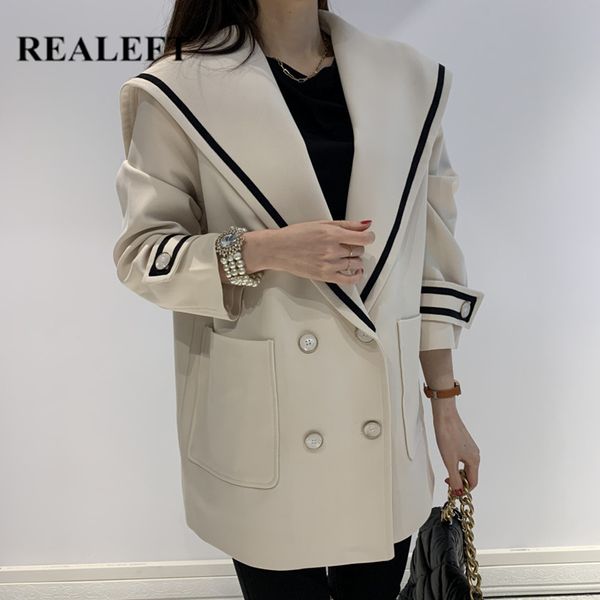 autumn winter formal women's jacket double breasted loose jackets navy collar chic ladies outwear pockets 210428, Black;brown
autumn winter formal women's jacket double breasted loose jackets navy collar chic ladies outwear pockets 210428, Black;brown