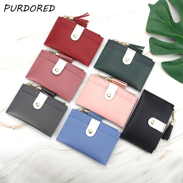 card holders purdored 1 pc mini tassel holder small women case pu female zipper slim coin purse ladies wallet, Brown;gray
card holders purdored 1 pc mini tassel holder small women case pu female zipper slim coin purse ladies wallet, Brown;gray
