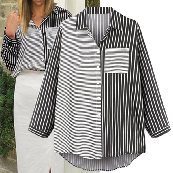 women splice striped casual shirts harajuku loose business long sleeve shirt notched autumn design blouse streetwear women's blouses &, White
women splice striped casual shirts harajuku loose business long sleeve shirt notched autumn design blouse streetwear women's blouses &, White