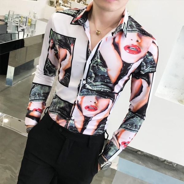 men's dress red lip print men long sleeve camisa manga longa masculina party club shirt 201 8korean shirts casual1 h652, White;black
men's dress red lip print men long sleeve camisa manga longa masculina party club shirt 201 8korean shirts casual1 h652, White;black