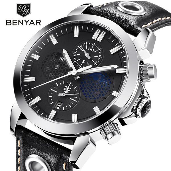 wristwatches benyar men's watches simple luxury watch sports / moon phase display leather strap relogio masculino, Slivery;brown
wristwatches benyar men's watches simple luxury watch sports / moon phase display leather strap relogio masculino, Slivery;brown