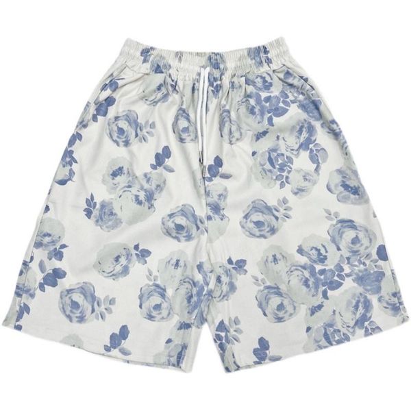 women's shorts wide leg blue floral women summer beach loose high waist casual knee length pants, White;black
women's shorts wide leg blue floral women summer beach loose high waist casual knee length pants, White;black