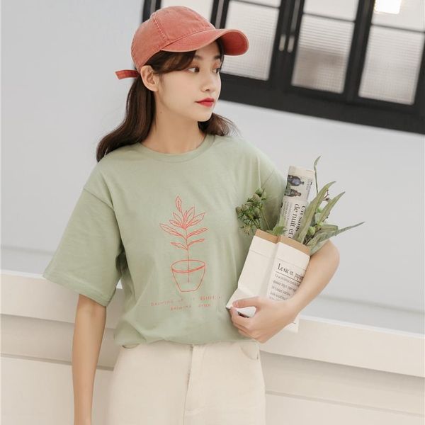 women's t-shirt ulzzang harajuku 2021 summer korean style women fashion sweet vintage potted plant printing letter funny t shirts, White
women's t-shirt ulzzang harajuku 2021 summer korean style women fashion sweet vintage potted plant printing letter funny t shirts, White
