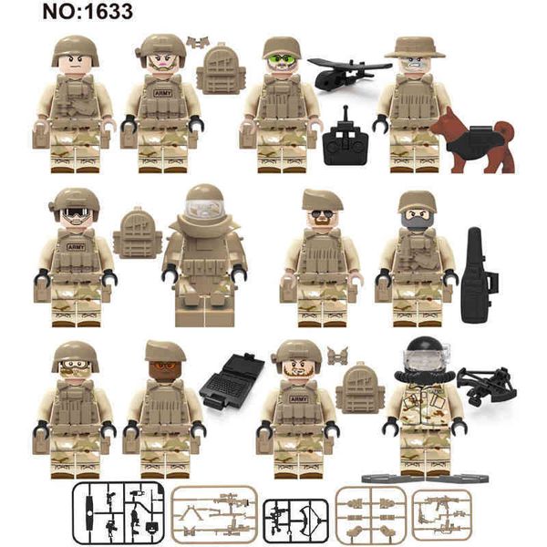 military matching scene: 12 children's neutral building block toys assembled by armed children
military matching scene: 12 children's neutral building block toys assembled by armed children