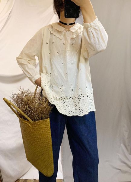 women's blouses & shirts 991042 spring japanese sweet stitching lace double layer doll collar hollow embroidery long-sleeved blouse wom, White
women's blouses & shirts 991042 spring japanese sweet stitching lace double layer doll collar hollow embroidery long-sleeved blouse wom, White