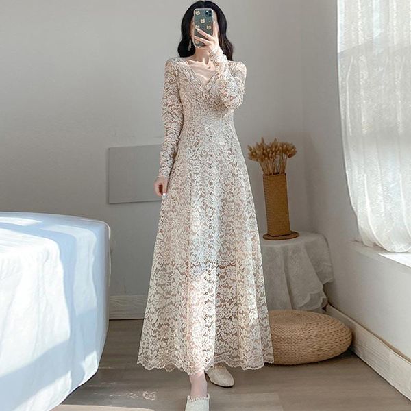 casual dresses one-piece 2021 spring autumn french elegant dress vintage temperament goddess fan v-neck lace party maxi long, Black;gray
casual dresses one-piece 2021 spring autumn french elegant dress vintage temperament goddess fan v-neck lace party maxi long, Black;gray